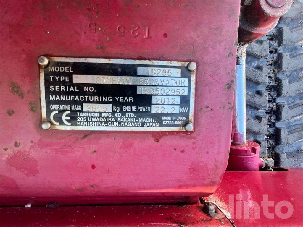 Minibagger del tipo Takeuchi TB 235, Gebrauchtmaschine In Düsseldorf (Immagine 5)