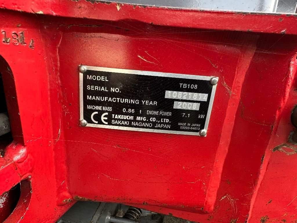 Minibagger типа Takeuchi TB108, Gebrauchtmaschine в Kockengen (Фотография 5)