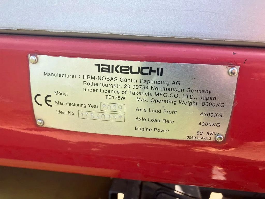Minibagger typu Takeuchi TB175W Bandenkraan, Gebrauchtmaschine v Lunteren (Obrázek 8)