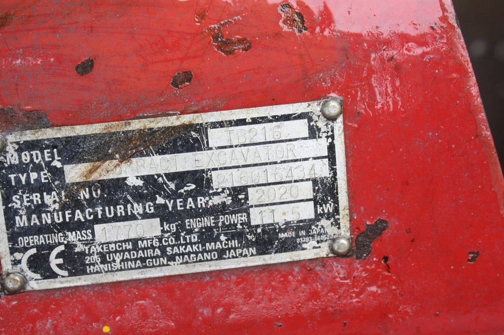 Minibagger del tipo Takeuchi TB216, Gebrauchtmaschine In Antwerpen (Immagine 7)