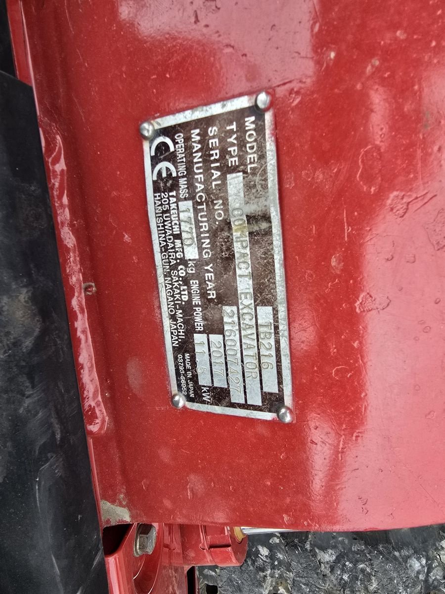 Minibagger от тип Takeuchi TB216, Gebrauchtmaschine в Gabersdorf (Снимка 8)