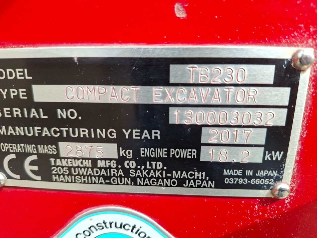Minibagger del tipo Takeuchi TB230, Gebrauchtmaschine In Terschuur (Immagine 11)