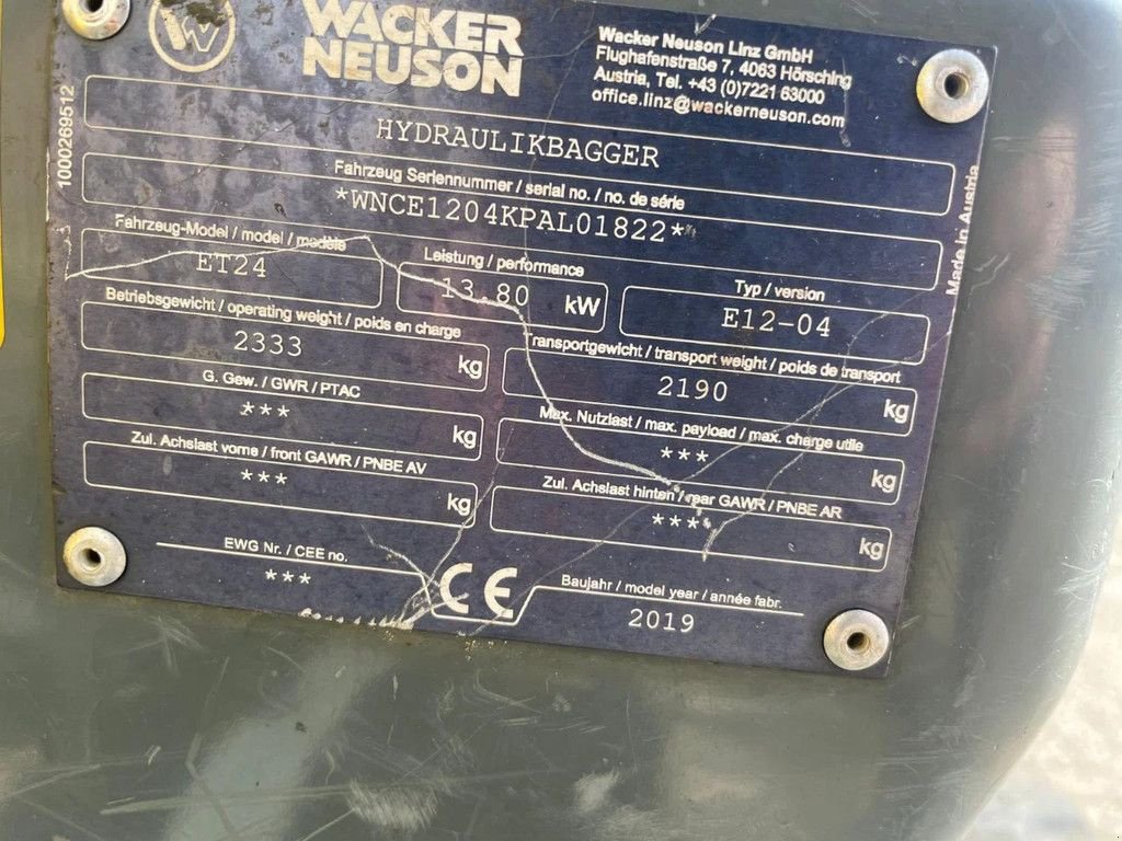 Minibagger типа Wacker Neuson ET 24 Graafmachine, Gebrauchtmaschine в Lunteren (Фотография 10)