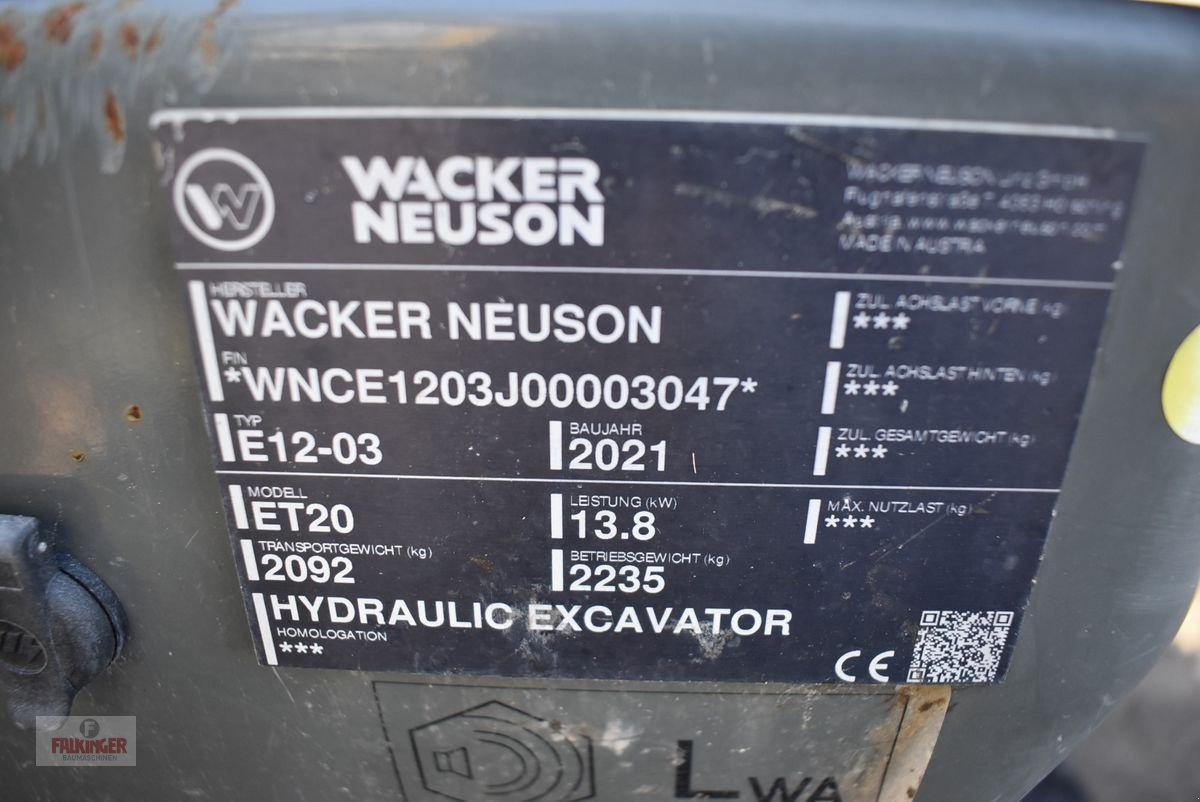 Minibagger des Typs Wacker Neuson ET20 VDS mit Powertilt, Gebrauchtmaschine in Putzleinsdorf (Bild 11)