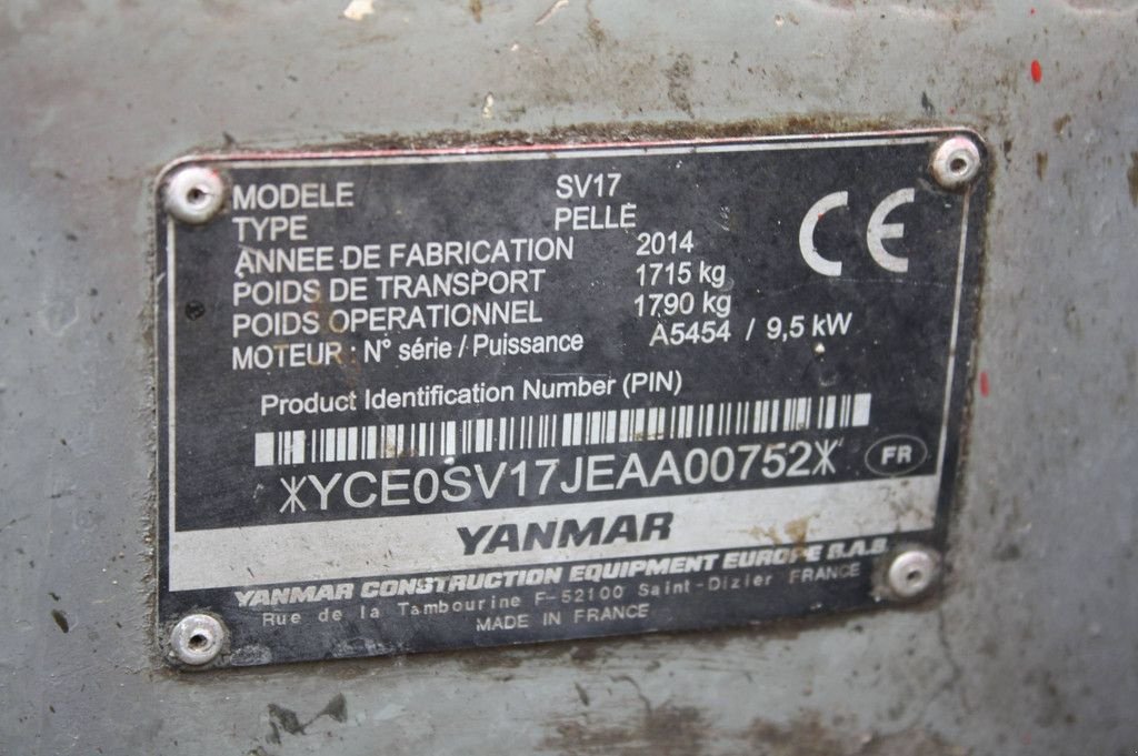 Minibagger типа Yanmar SV17, Gebrauchtmaschine в Antwerpen (Фотография 5)