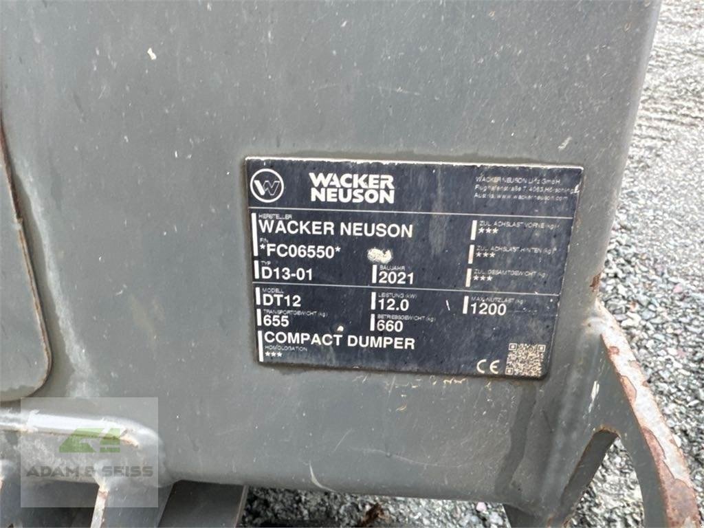 Minidumper typu Wacker Neuson DT12, Gebrauchtmaschine w Neudrossenfeld (Zdjęcie 19)