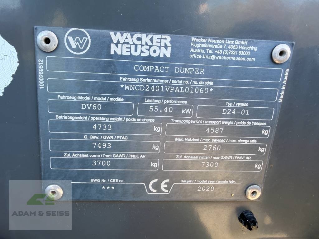 Minidumper типа Wacker Neuson DV60, Gebrauchtmaschine в Neudrossenfeld (Фотография 19)