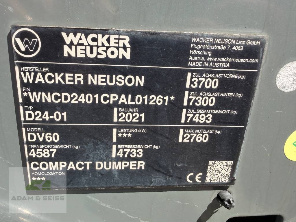 Minidumper типа Wacker Neuson DV60, Gebrauchtmaschine в Neudrossenfeld (Фотография 17)