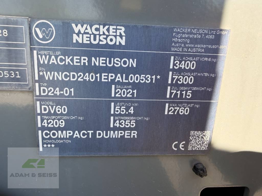 Minidumper типа Wacker Neuson DV60, Gebrauchtmaschine в Neudrossenfeld (Фотография 20)