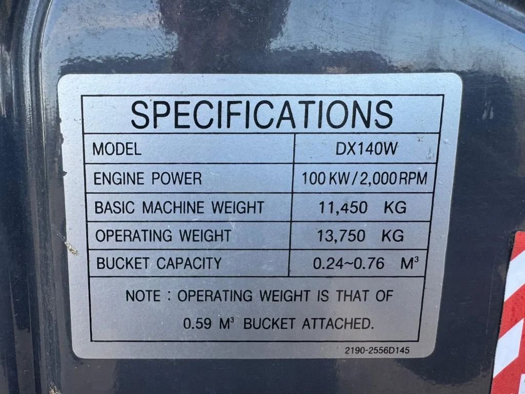 Mobilbagger of the type Doosan Dx 140 W, Gebrauchtmaschine in Ruinerwold (Picture 7)