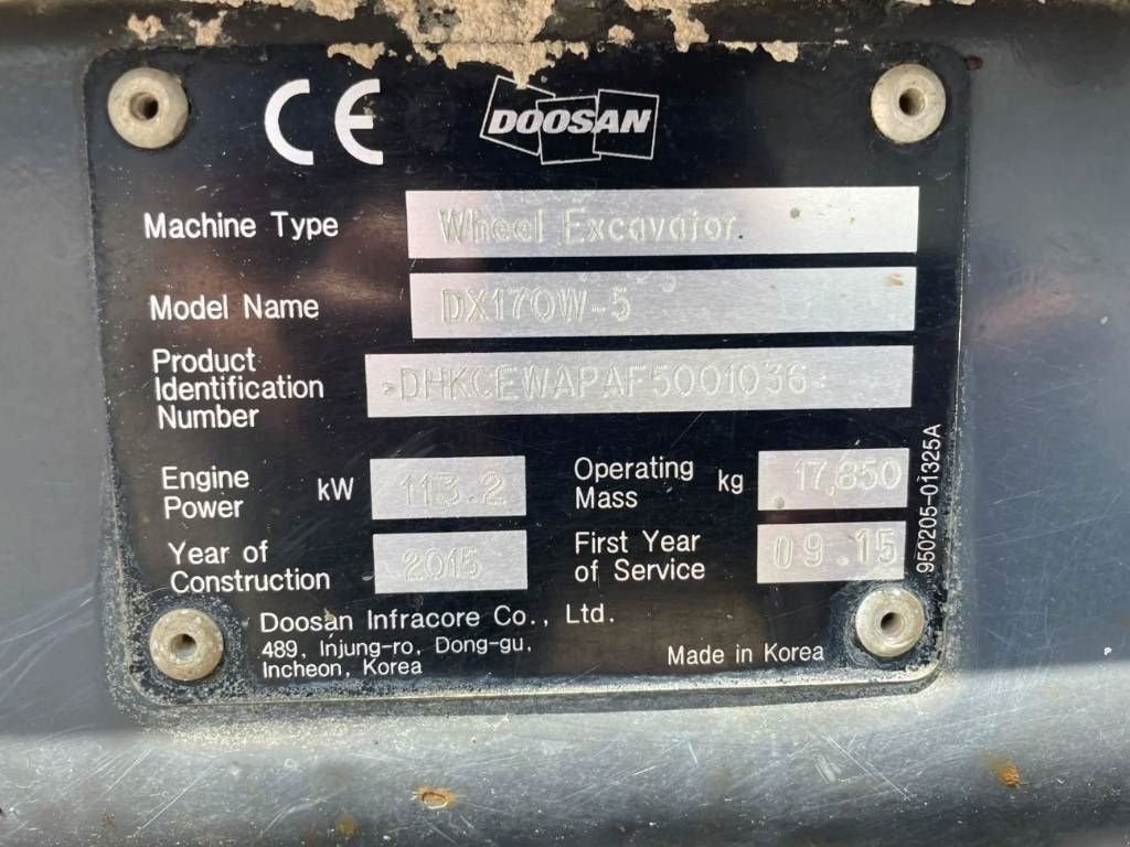 Mobilbagger du type Doosan DX170W-5, Gebrauchtmaschine en Venlo (Photo 7)