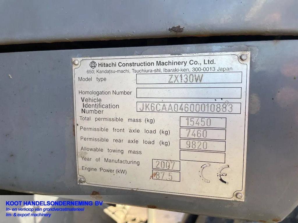 Mobilbagger typu Hitachi ZX 130w Good Working!, Gebrauchtmaschine w Nieuwerkerk aan den IJssel (Zdjęcie 10)