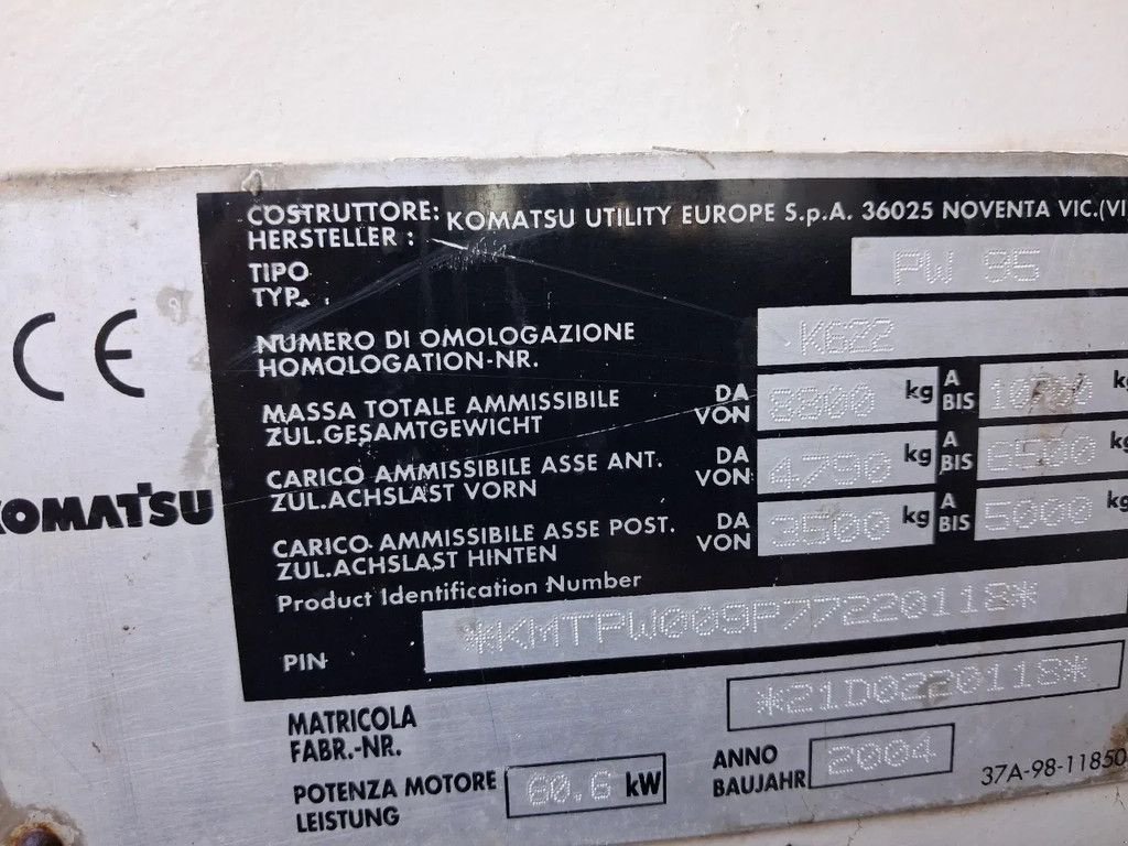 Mobilbagger типа Komatsu PW 95 Bandenkraan graafmachine, Gebrauchtmaschine в Lunteren (Фотография 8)
