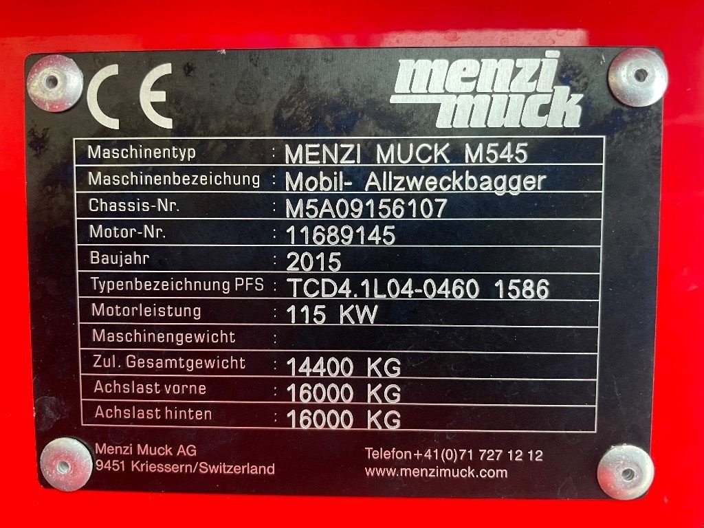 Mobilbagger типа Sonstige Menzimuck M545, Gebrauchtmaschine в WIJCHEN (Фотография 3)