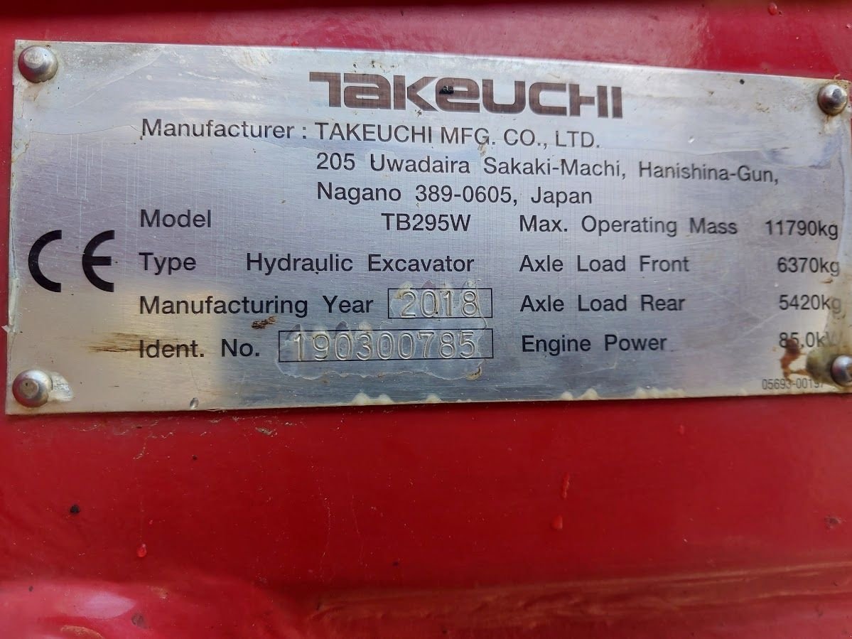 Mobilbagger типа Takeuchi TB295W, Gebrauchtmaschine в Westwoud (Фотография 11)