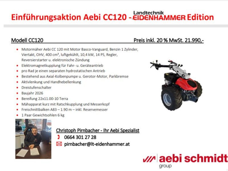 Motormäher Türe ait Aebi CC 120 Einführungsaktion, Neumaschine içinde Burgkirchen