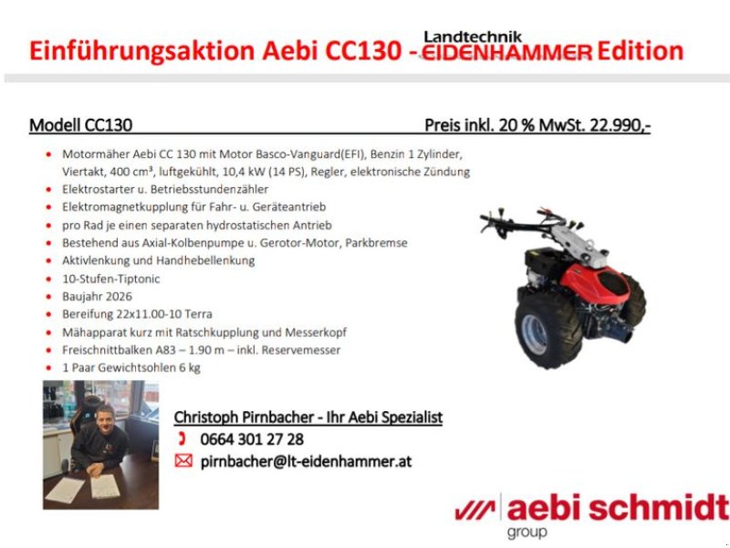 Motormäher Türe ait Aebi CC 130 Einführungsaktion, Neumaschine içinde Burgkirchen