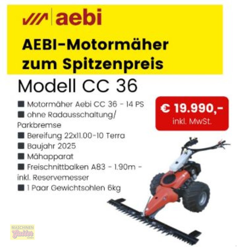 Motormäher Türe ait Aebi Combicut CC36 Aktionsmodell, Neumaschine içinde Kötschach (resim 2)