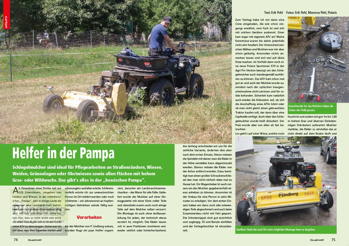 Mulcher des Typs P.Lindberg GmbH Schlegelmulcher Mähwerk ATV QUAD 420 cm³ 28 Hammerschlegel Einstellbar, Neumaschine in Großenwiehe (Bild 18)