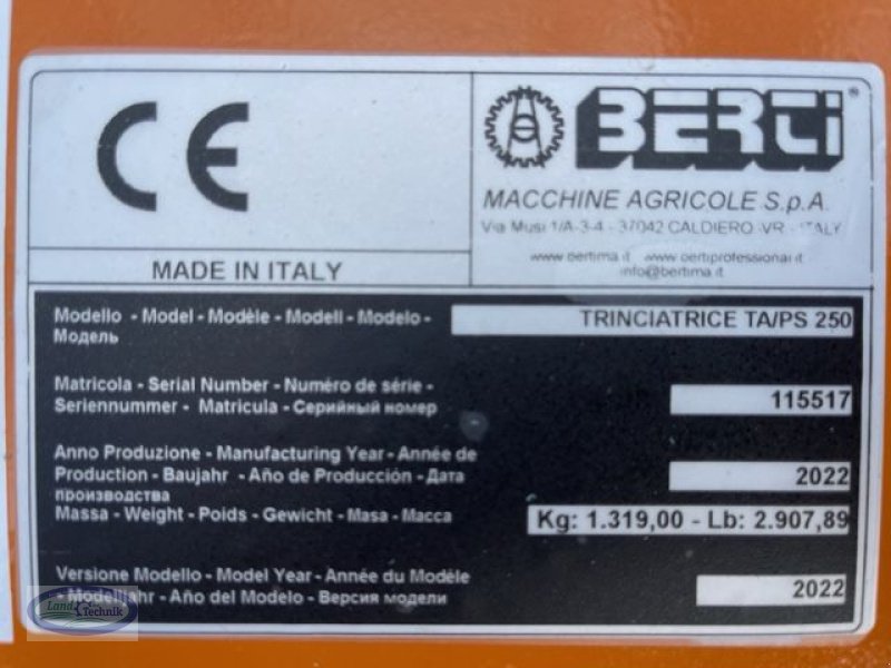 Mulchgerät & Häckselgerät of the type Berti TA/PS 250, Neumaschine in Münzkirchen (Picture 10)