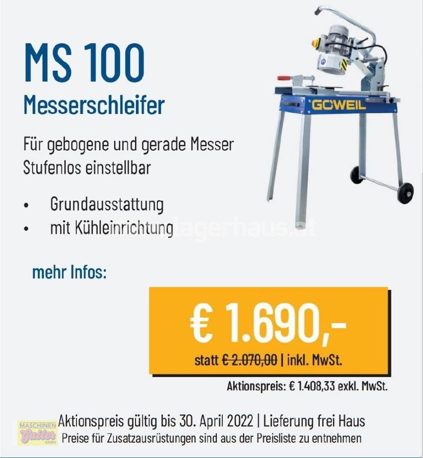 Mulchgerät & Häckselgerät типа Göweil MS 100  MESSERSCHLEIFER 400V mit Kühleinrichtung, Neumaschine в Kötschach (Фотография 2)