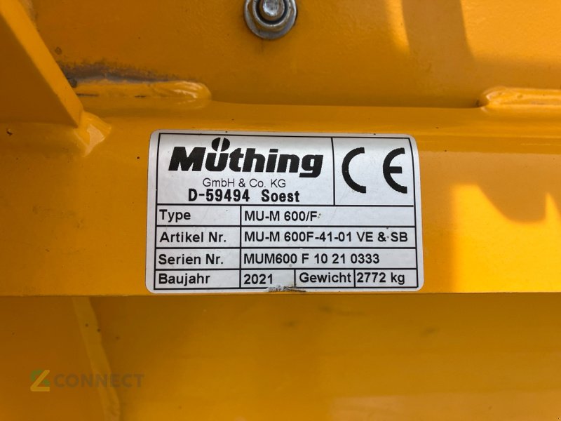 Mulchgerät & Häckselgerät типа Müthing MU-M 600/F, Gebrauchtmaschine в Rauschwitz (Фотография 12)