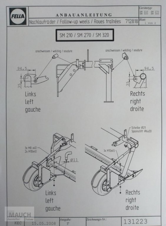 Mulchgerät & Häckselgerät van het type Sonstige Tastrad zu Fella SM 210 - 350, Neumaschine in Burgkirchen (Foto 1)