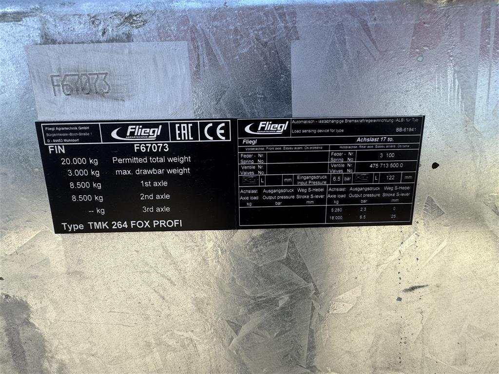 Muldenkipper типа Fliegl TMK 264 FOX PROFI, Gebrauchtmaschine в Nørager (Фотография 10)