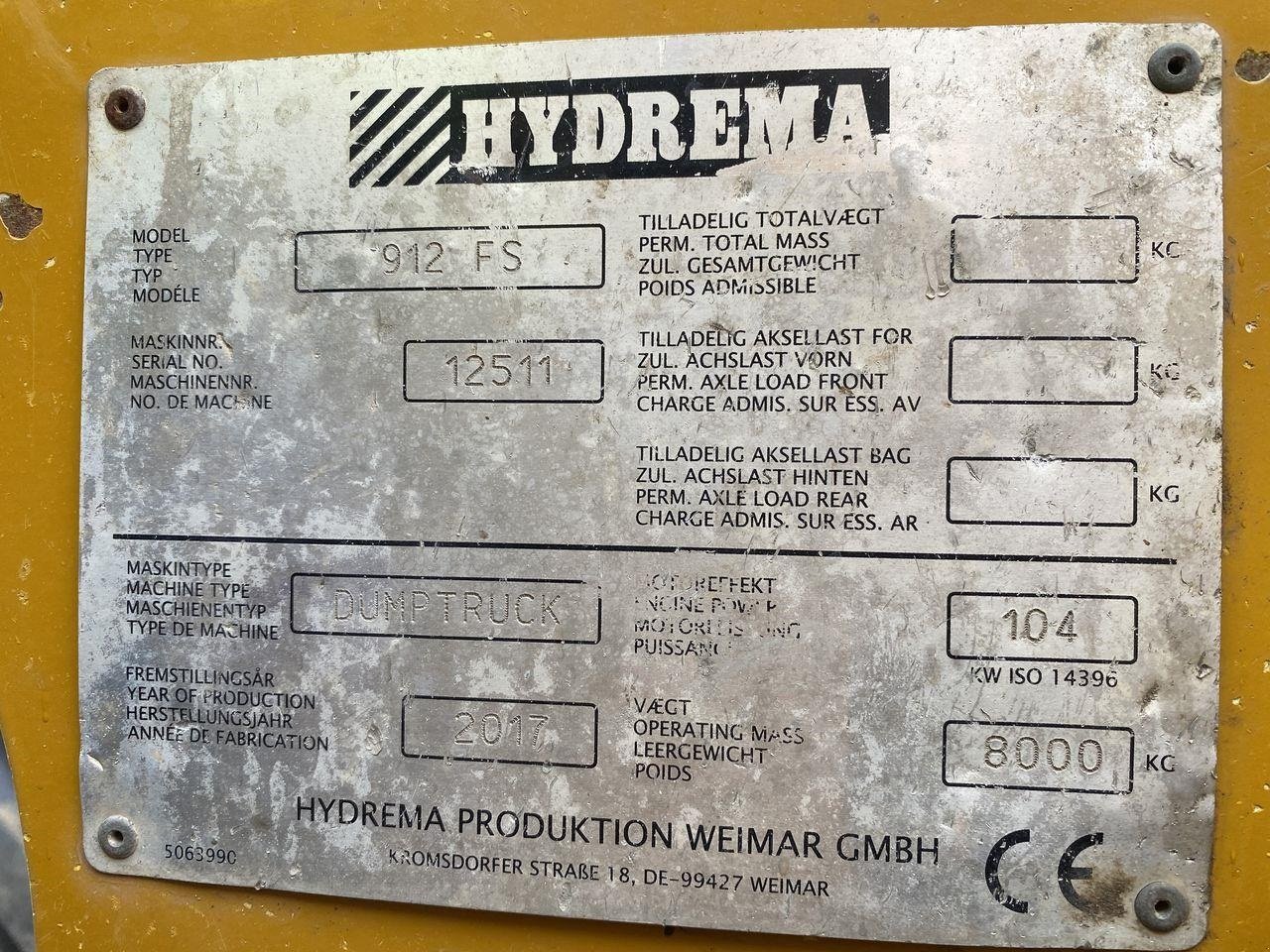 Muldenkipper typu Hydrema 912FS, Gebrauchtmaschine v Skive (Obrázek 11)