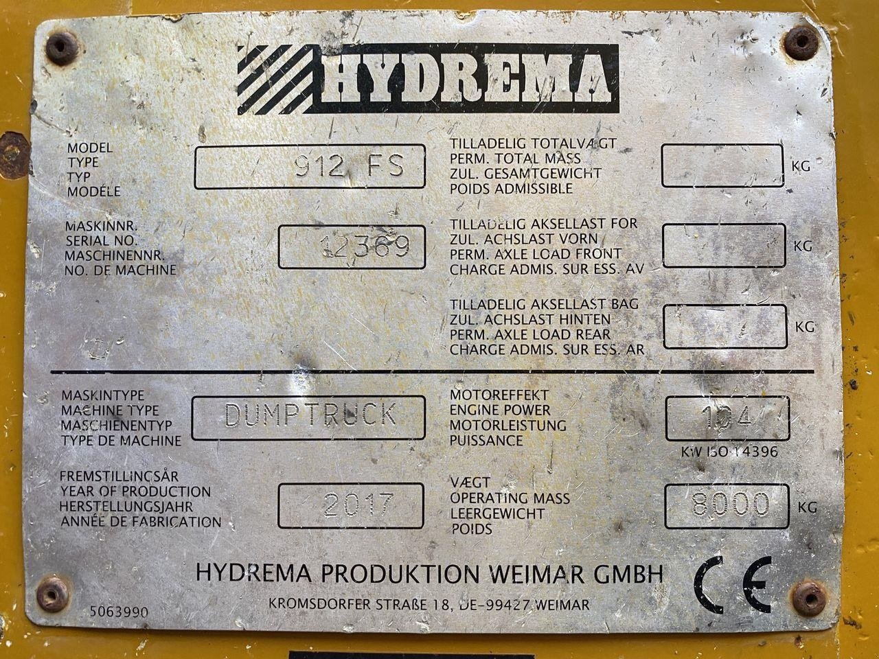 Muldenkipper typu Hydrema 912FS, Gebrauchtmaschine v Skive (Obrázek 10)