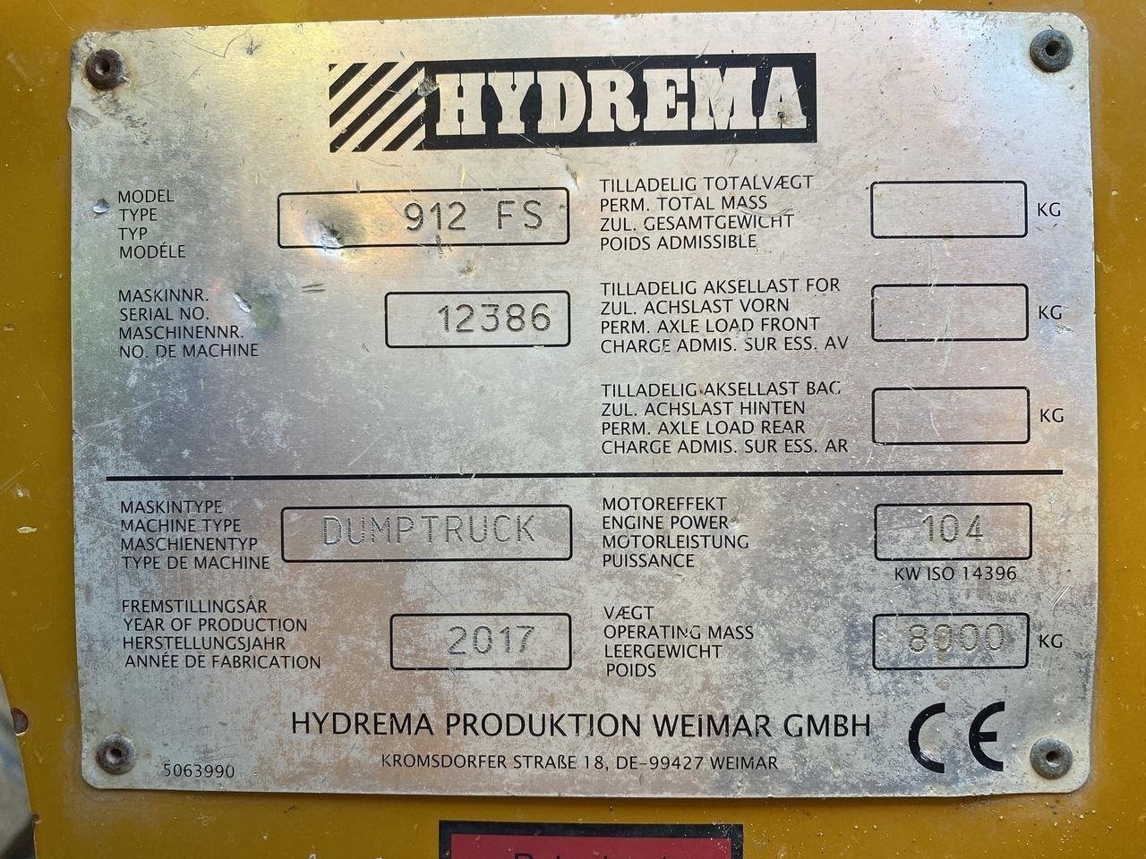 Muldenkipper typu Hydrema 912FS, Gebrauchtmaschine v Skive (Obrázek 11)
