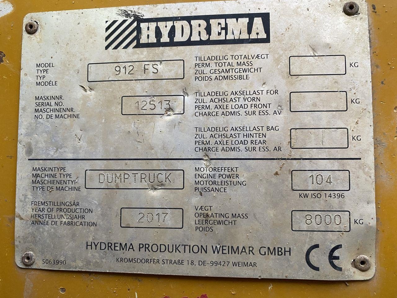 Muldenkipper типа Hydrema 912FS, Gebrauchtmaschine в Skive (Фотография 11)