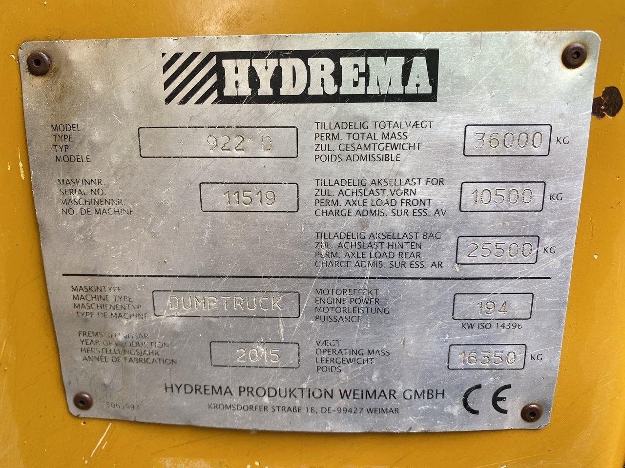 Muldenkipper van het type Hydrema 922D, Gebrauchtmaschine in Skive (Foto 11)