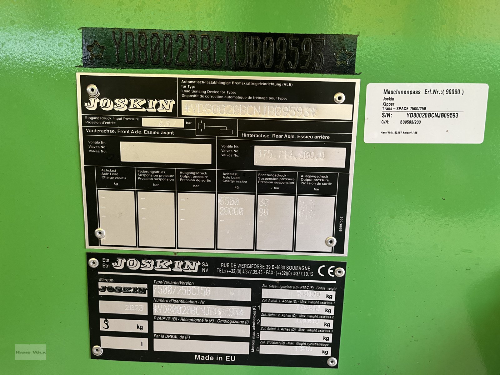 Muldenkipper des Typs Joskin Trans-Space 7500, Neumaschine in Tettenweis / Karpfham (Bild 8)