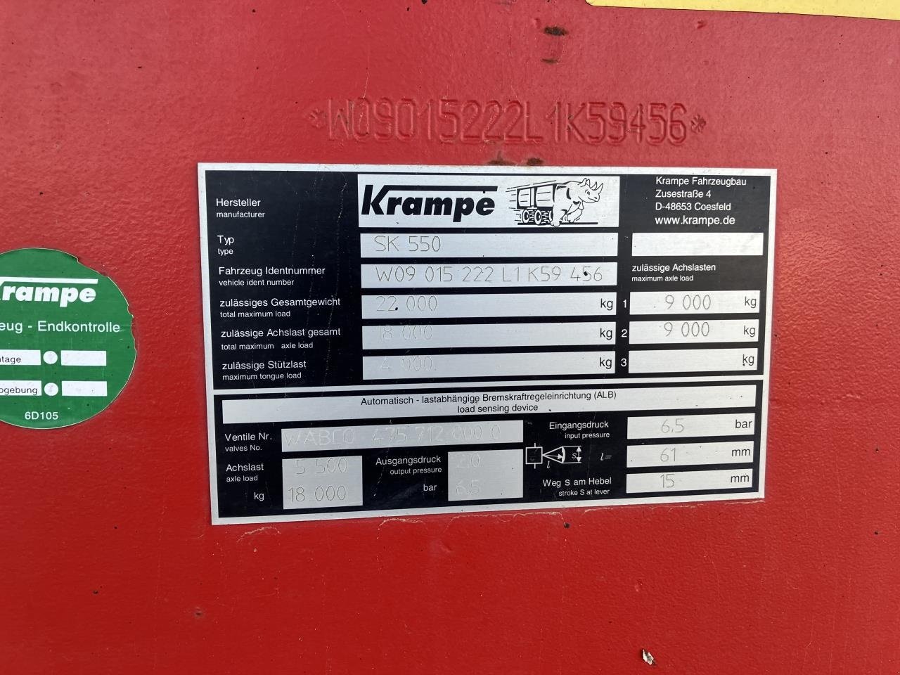 Muldenkipper типа Krampe SK 550, Gebrauchtmaschine в Tommerup (Фотография 10)