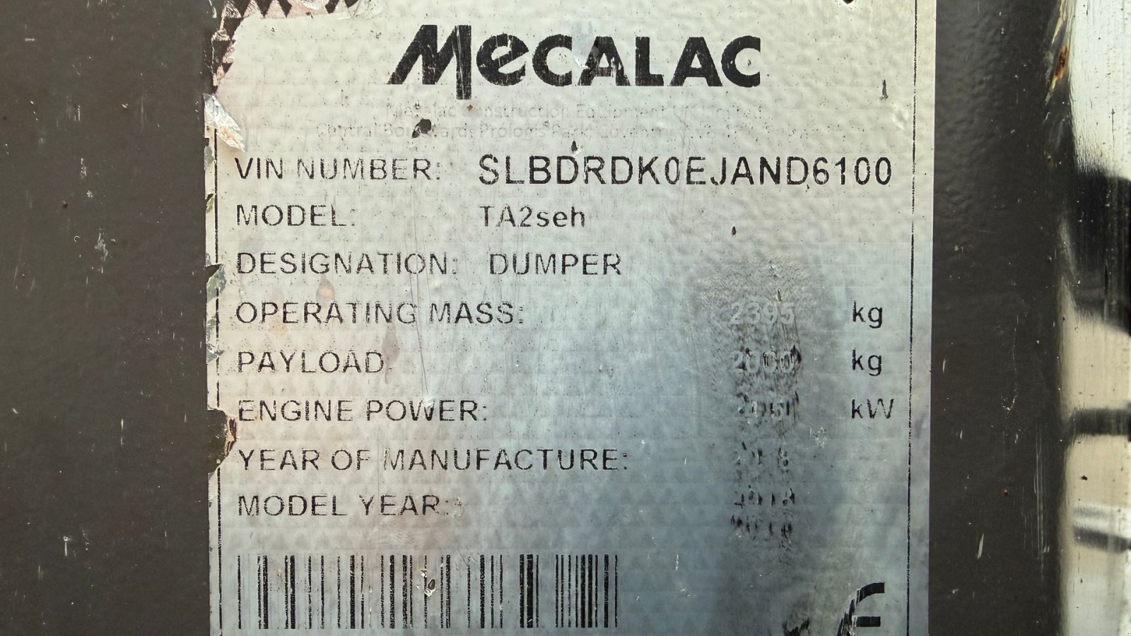 Muldenkipper vrste Mecalac TA2 SEH, Gebrauchtmaschine v Gjerlev J. (Slika 12)