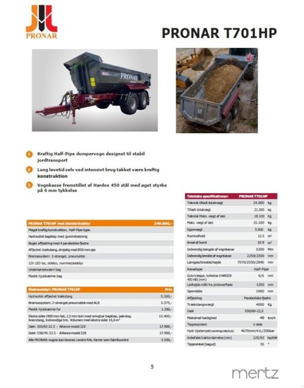 Muldenkipper typu PRONAR T-701 HP, Gebrauchtmaschine v Maribo (Obrázek 12)