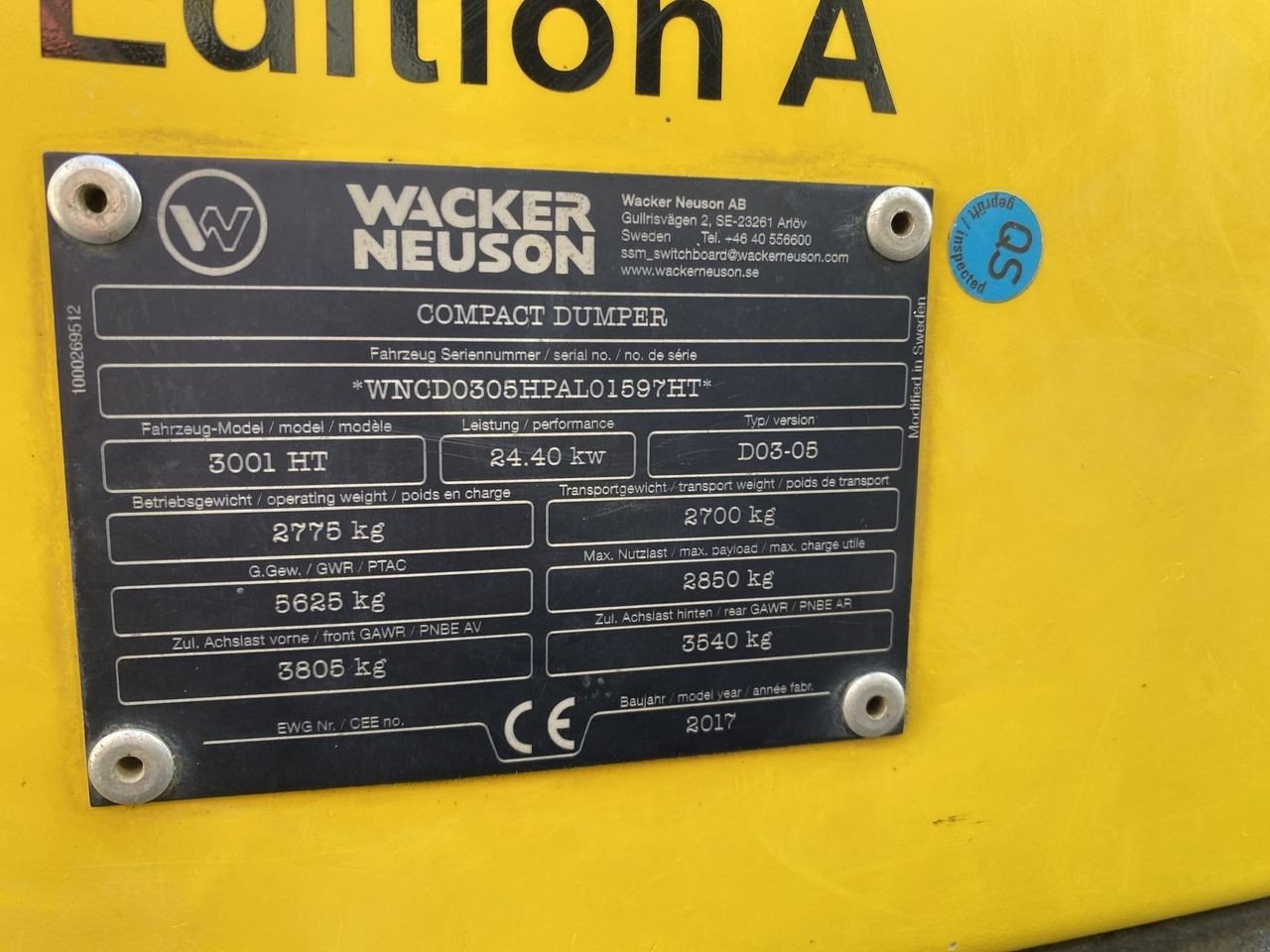 Muldenkipper du type Wacker Neuson 3001, Gebrauchtmaschine en Skive (Photo 10)