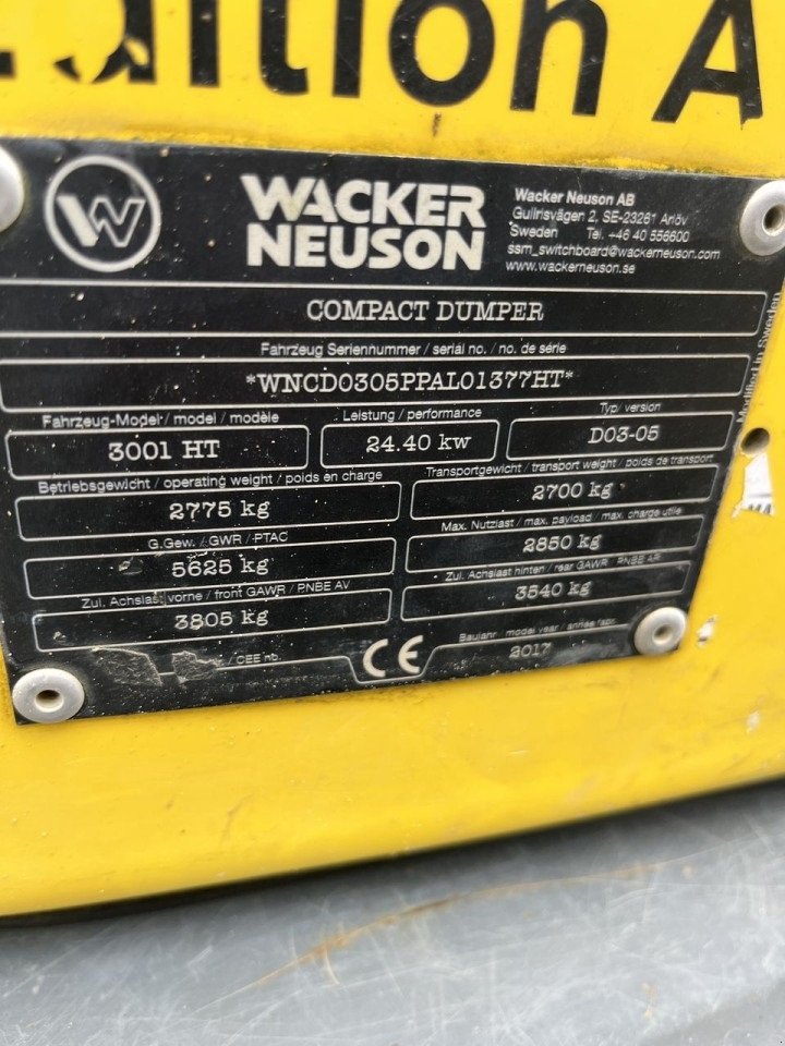 Muldenkipper typu Wacker Neuson 3001, Gebrauchtmaschine v Skive (Obrázek 11)