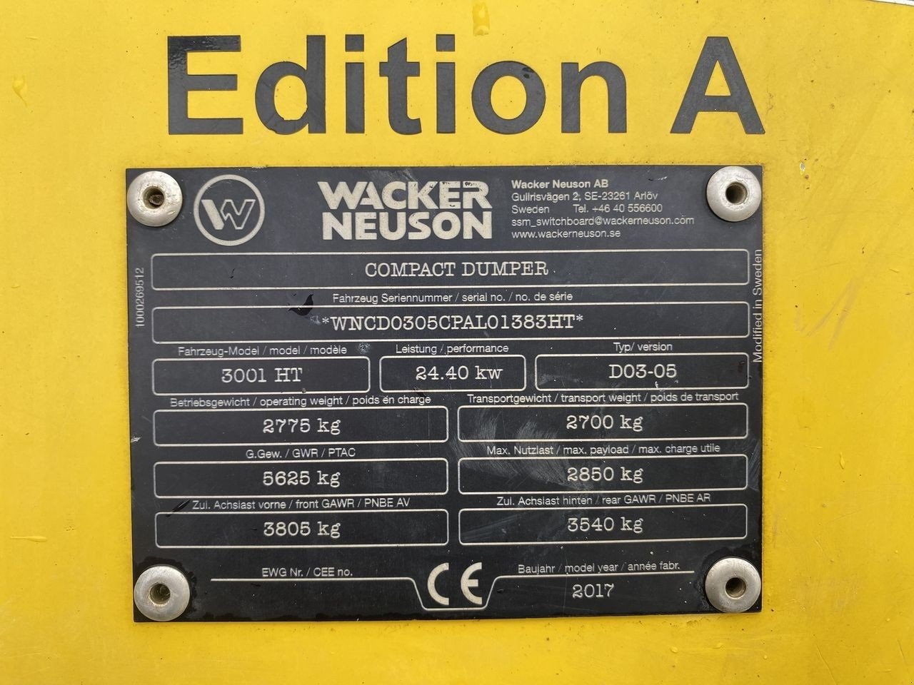 Muldenkipper типа Wacker Neuson 3001, Gebrauchtmaschine в Skive (Фотография 10)