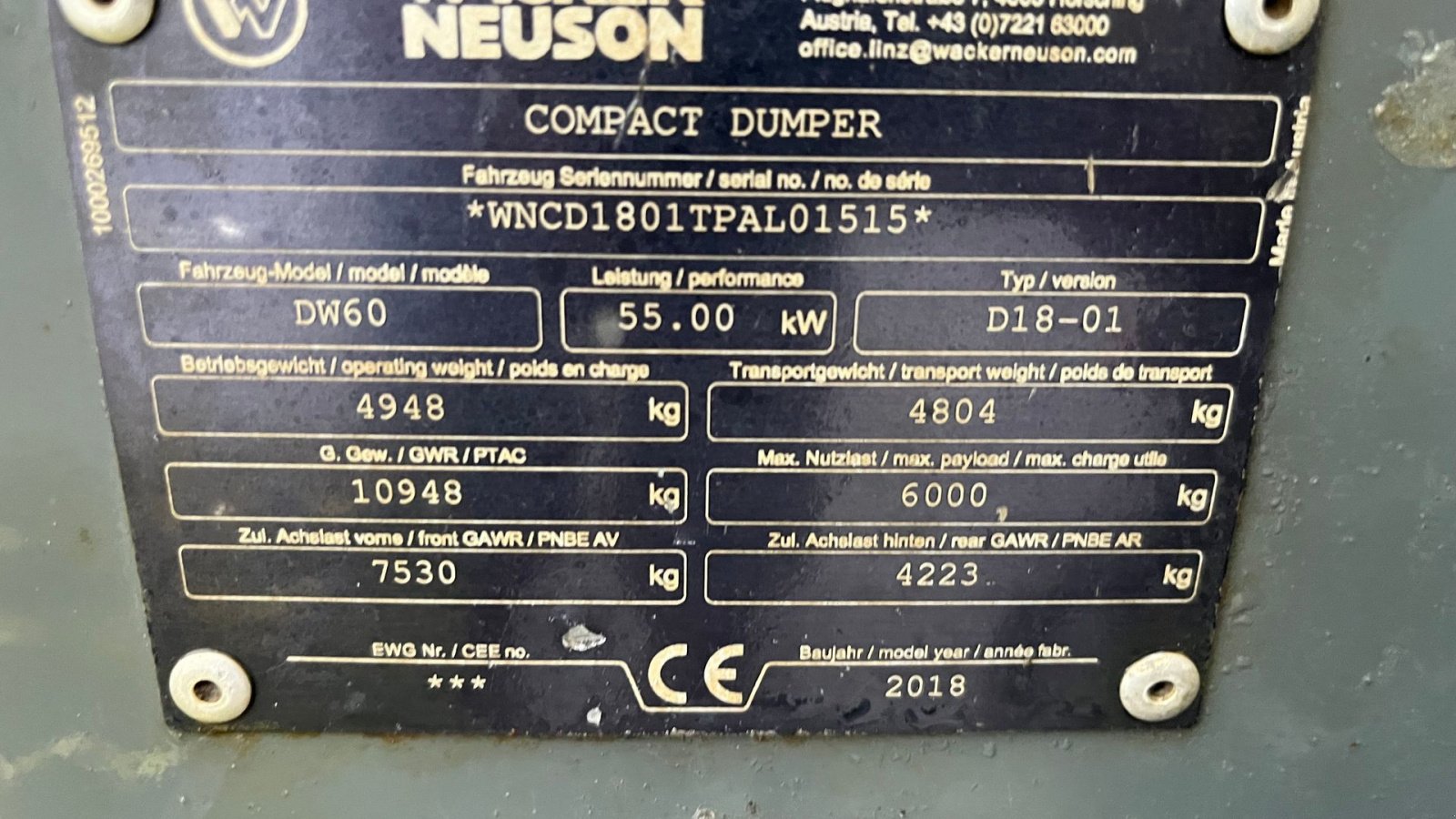 Muldenkipper tip Wacker Neuson DW60 6Tons dumper med drejelad, Gebrauchtmaschine in Rønnede (Poză 8)