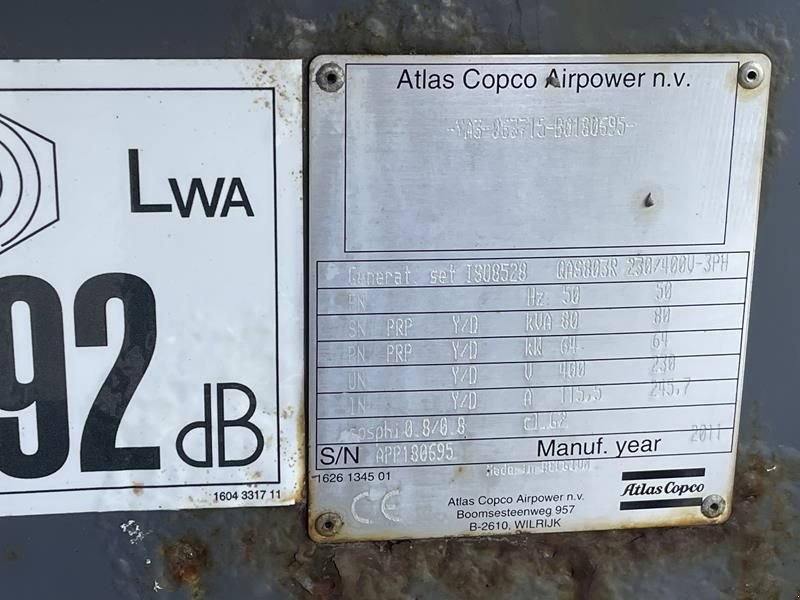 Notstromaggregat типа Atlas Copco QAS 80, Gebrauchtmaschine в Waregem (Фотография 7)