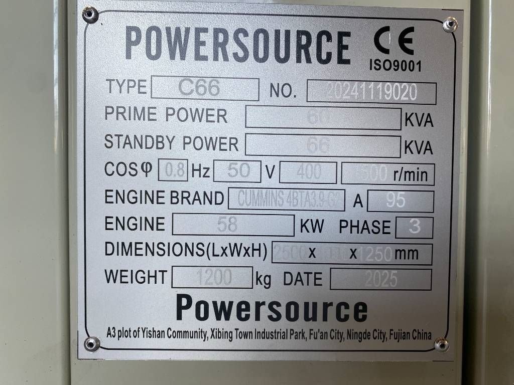 Notstromaggregat Türe ait Cummins 4BTA3.9-G2 - 66 kVA Generator - DPX-19833, Neumaschine içinde Dordrecht (resim 7)