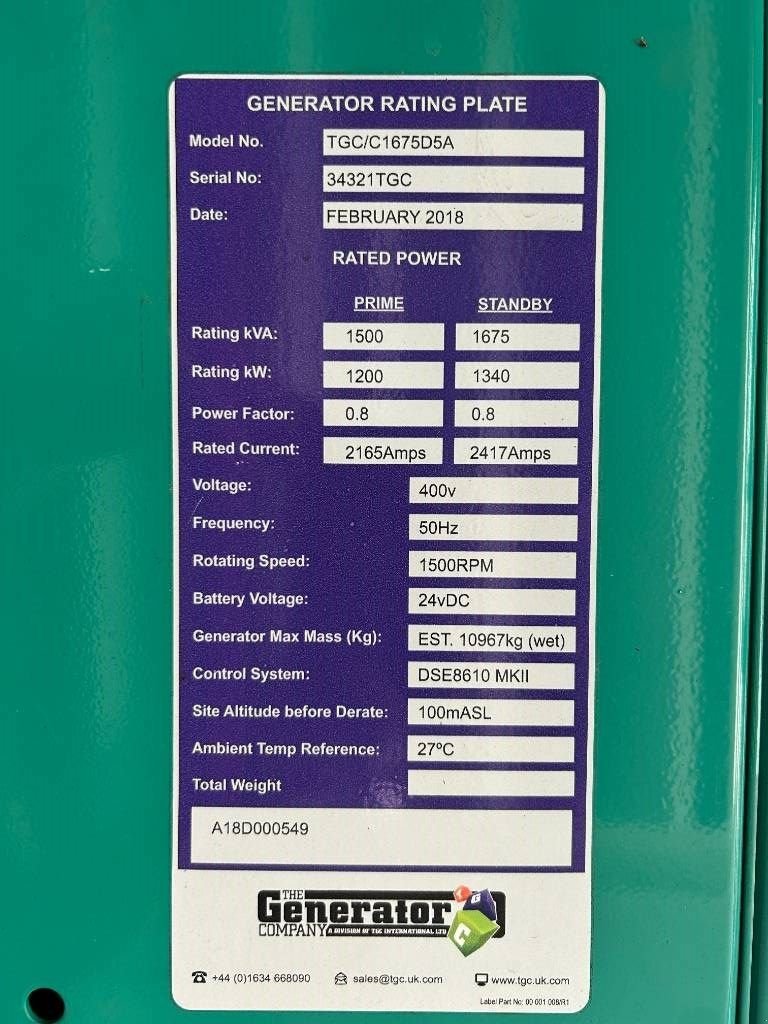 Notstromaggregat del tipo Cummins C1675D5A - 1.675 kVA Generator - DPX-12626, Gebrauchtmaschine en Dordrecht (Imagen 5)