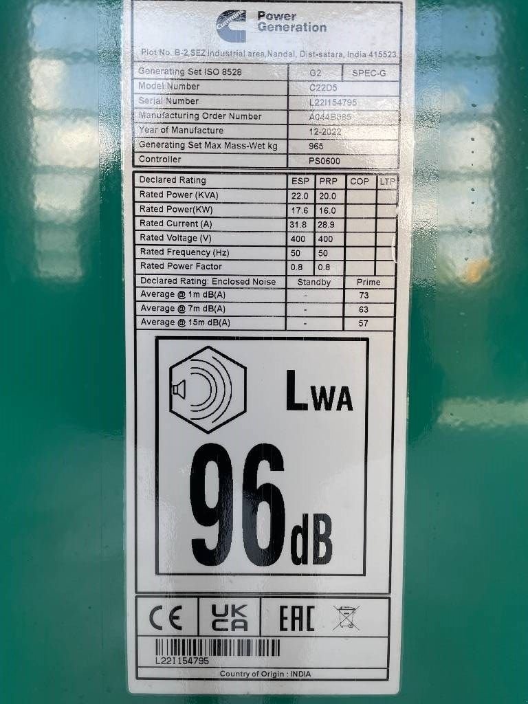 Notstromaggregat tipa Cummins C22D5 - 22 kVA Surplus genset - DPX-18501, Gebrauchtmaschine u Dordrecht (Slika 7)