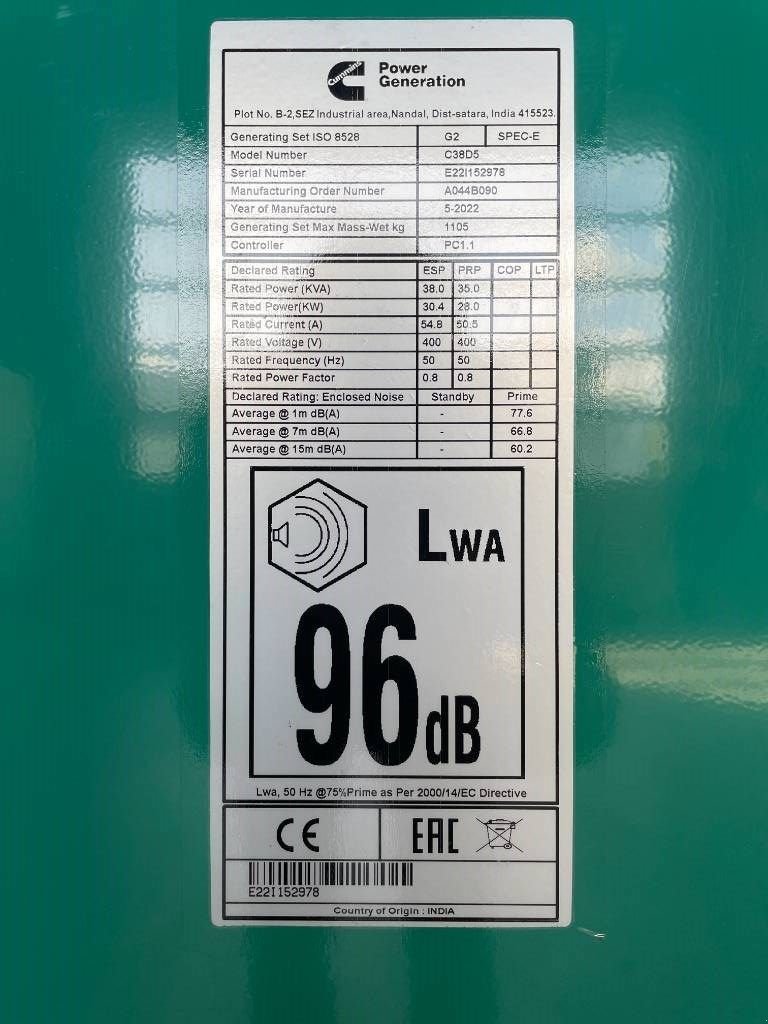 Notstromaggregat tipa Cummins C38D5 - 38 kVA Surplus genset - DPX-18504, Gebrauchtmaschine u Dordrecht (Slika 7)