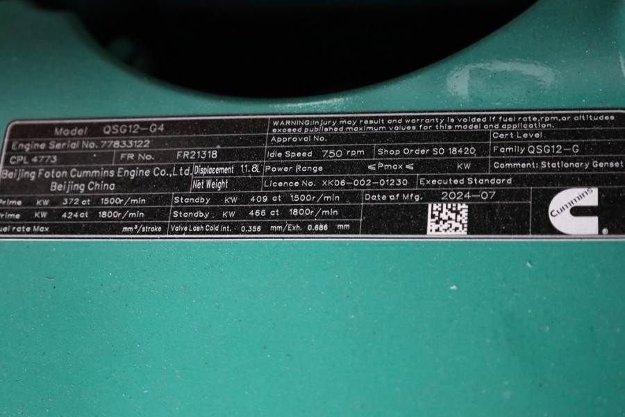 Notstromaggregat του τύπου Cummins C450D5Q Declaration of Conformity, Diesel, 450kVA,, Gebrauchtmaschine σε Groenlo (Φωτογραφία 5)