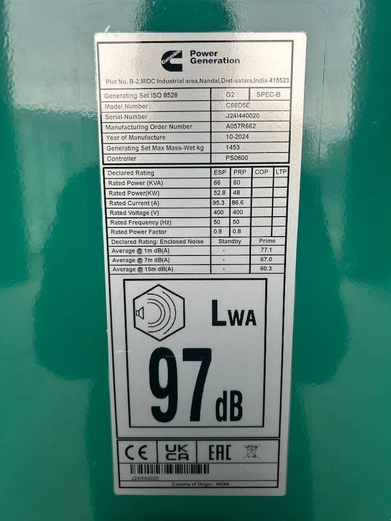 Notstromaggregat of the type Cummins C66D5EQ - 66 kVA Generator - DPX-18507-Q, Neumaschine in Dordrecht (Picture 8)