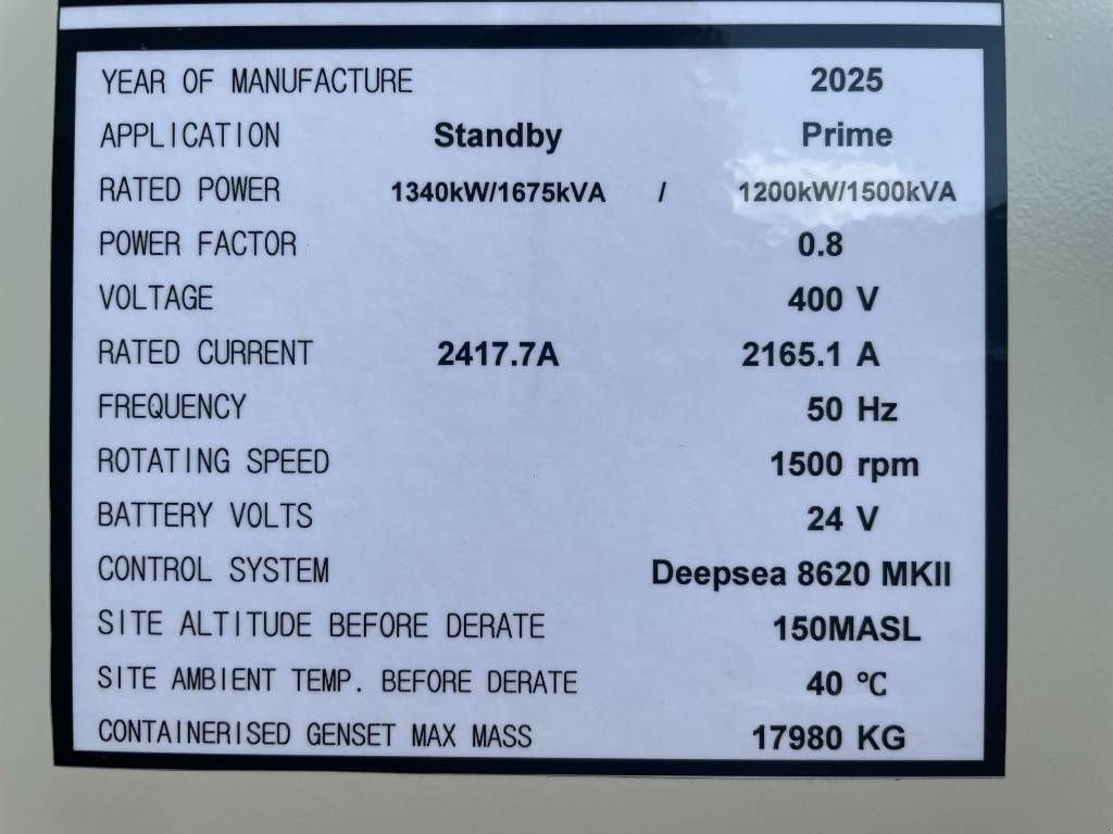 Notstromaggregat του τύπου Cummins KTA50GS8 - 1.675 kVA Generator - DPX-18821, Neumaschine σε Dordrecht (Φωτογραφία 8)