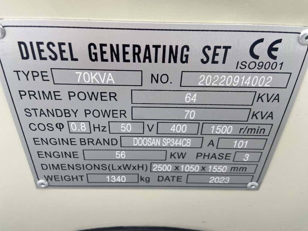 Notstromaggregat типа Doosan DN03-OOG01 - 70 kVA Generator - DPX-19850, Neumaschine в Oudenbosch (Фотография 4)